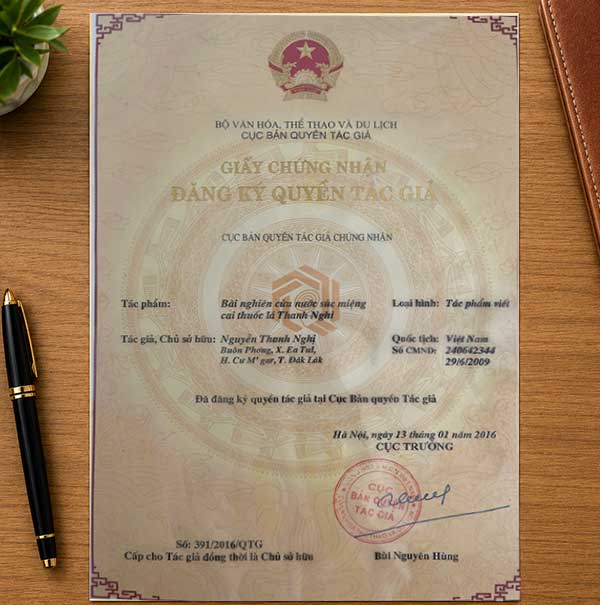 Giấy chứng nhận đăng ký quyền tác giả